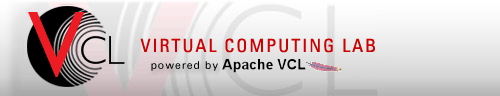 VCL header logo; powered by Apache VCL